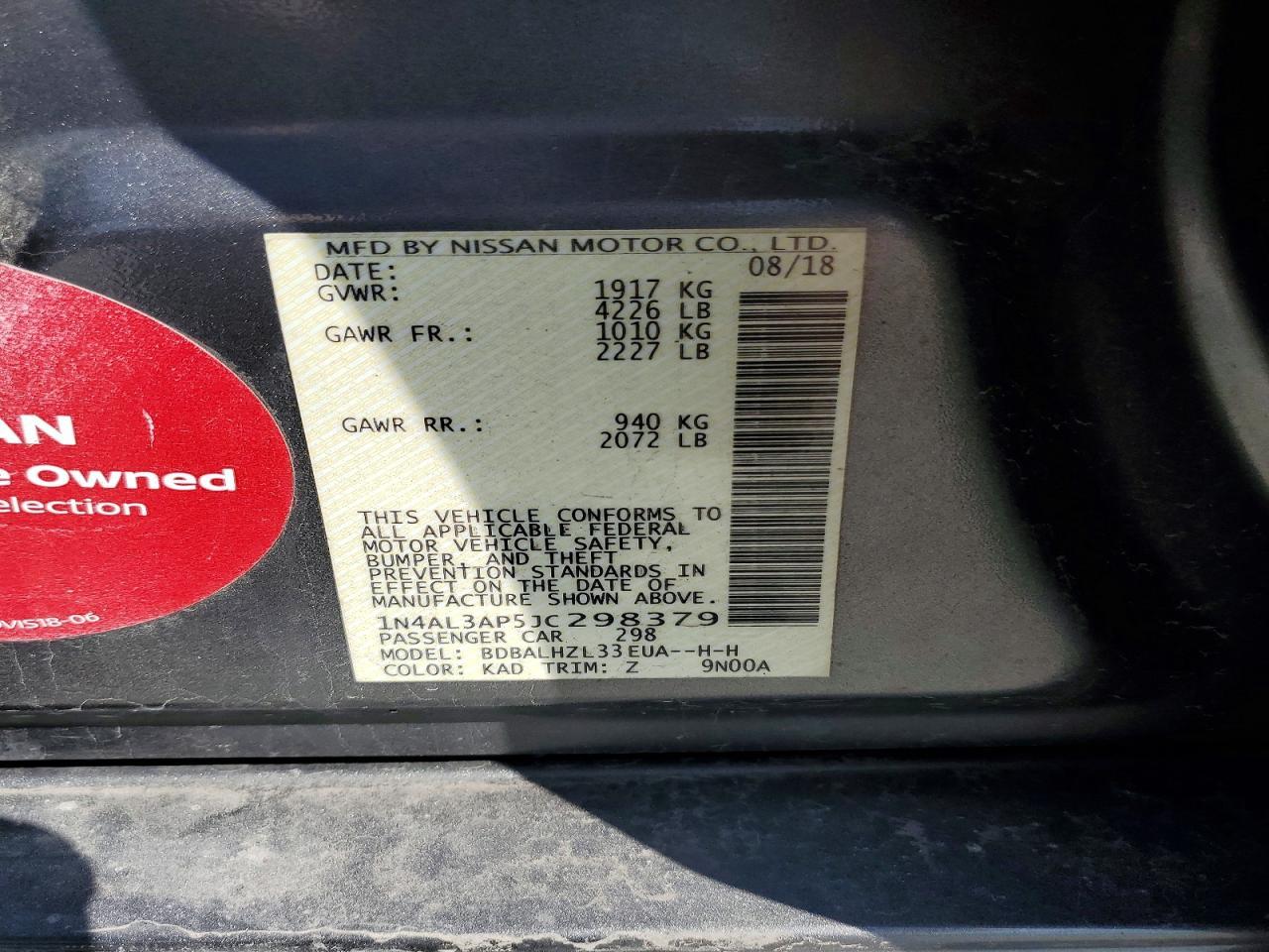 2018 NISSAN ALTIMA