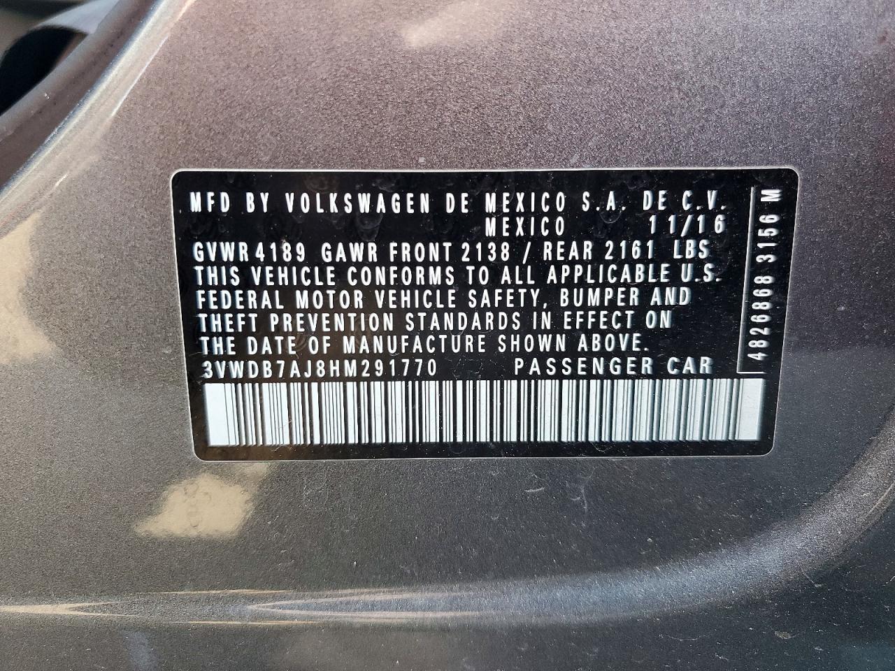 2017 VOLKSWAGEN JETTA