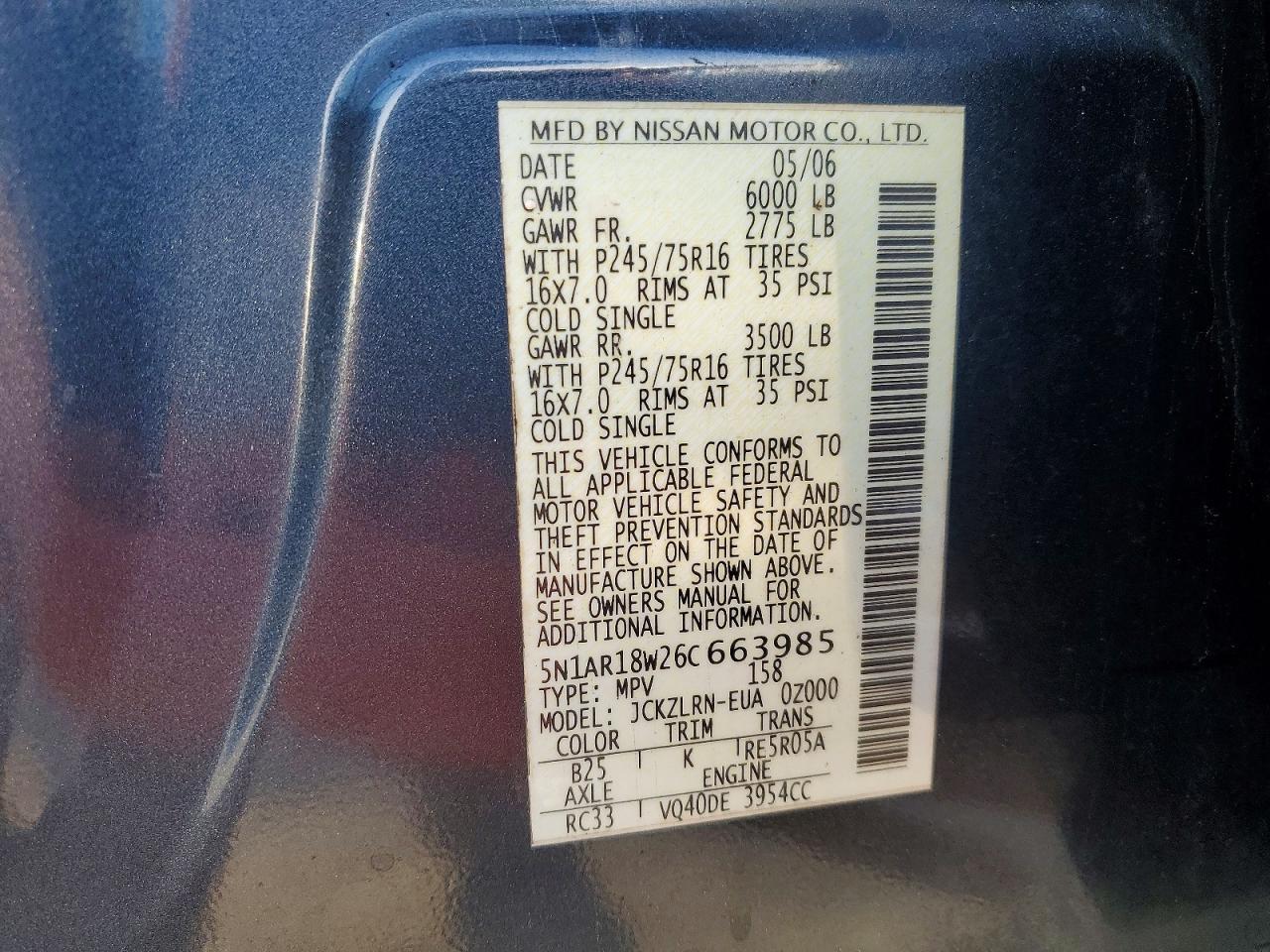 2006 NISSAN PATHFINDER