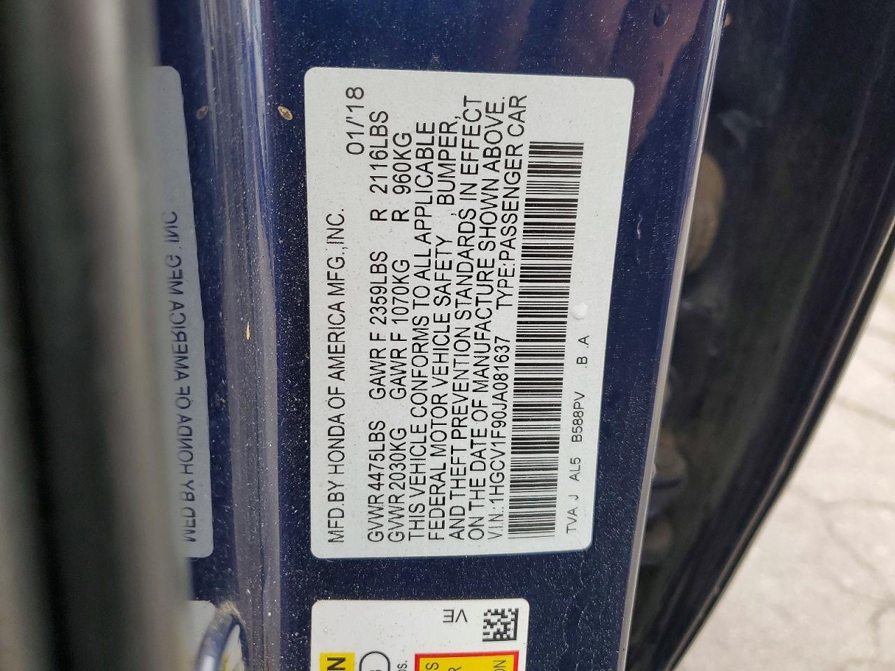 2018 HONDA ACCORD