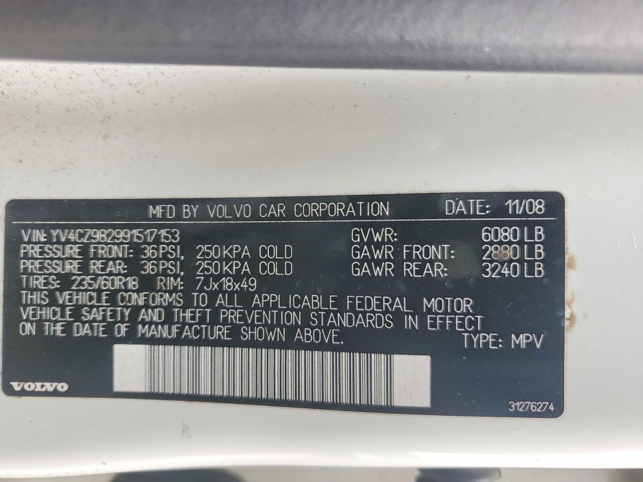 2009 VOLVO XC90