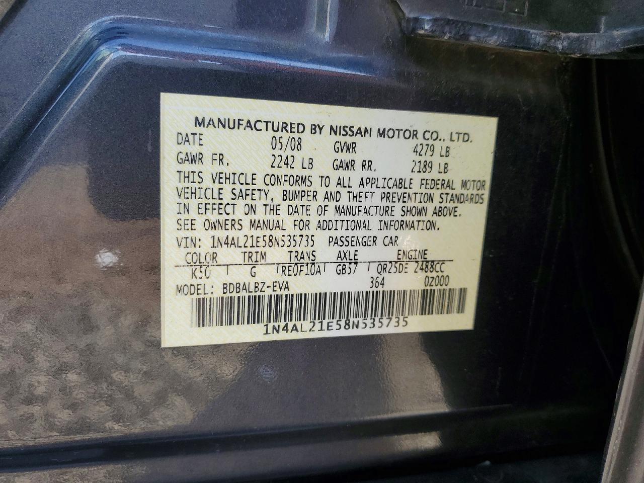 2008 NISSAN ALTIMA