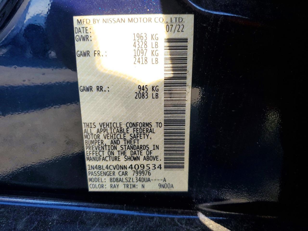 2022 NISSAN ALTIMA