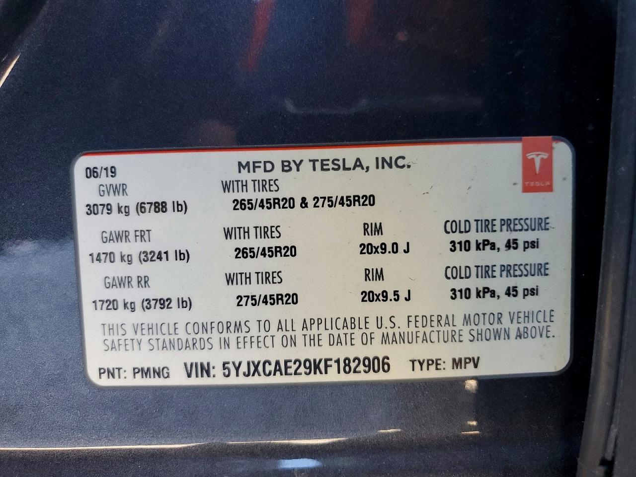 2019 TESLA MODEL X