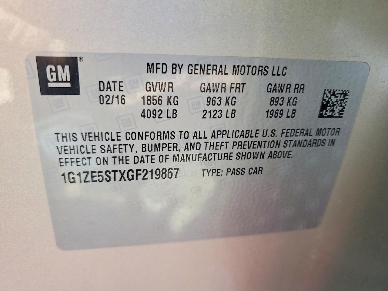 2016 CHEVROLET MALIBU