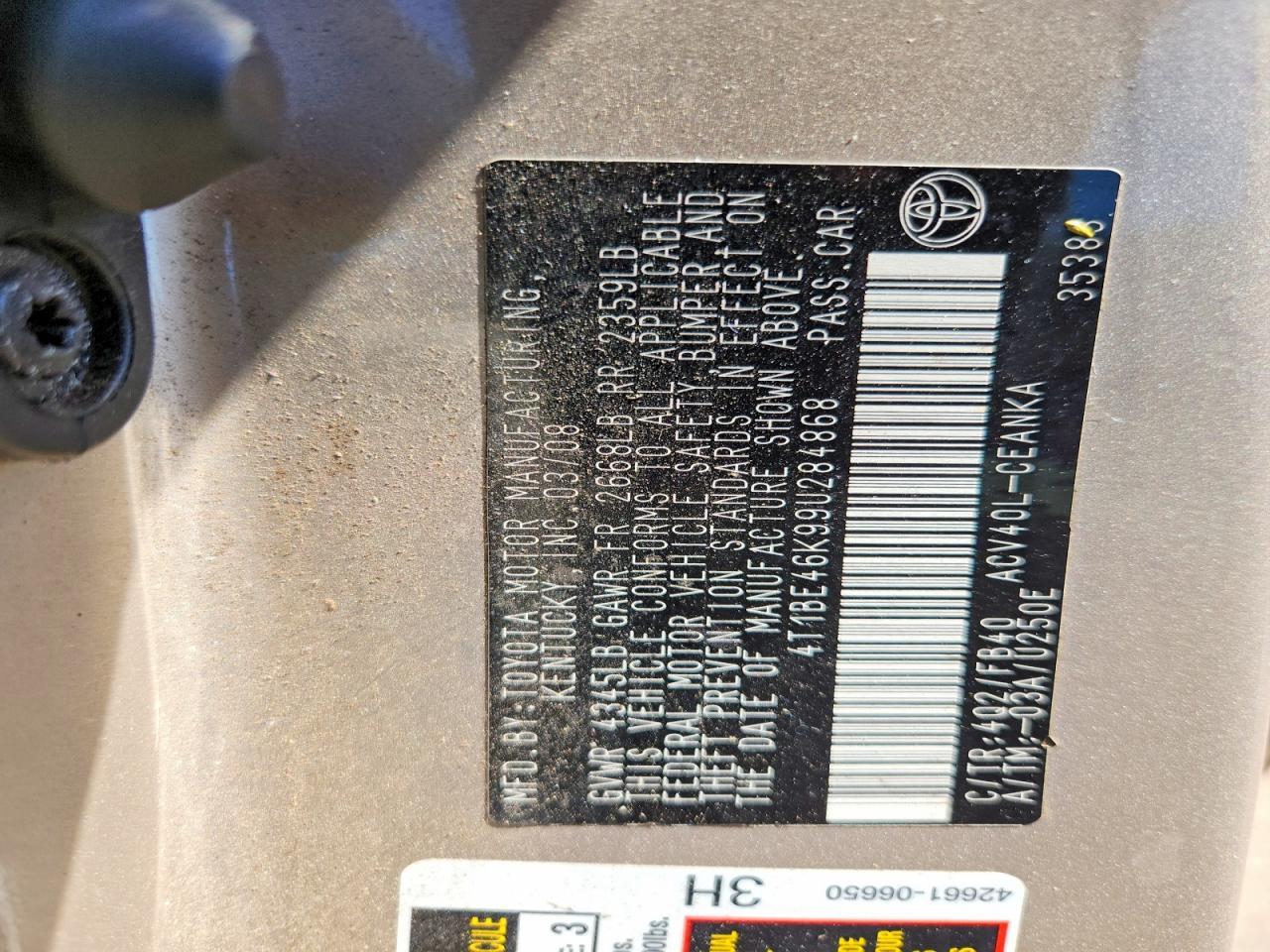 2009 TOYOTA CAMRY