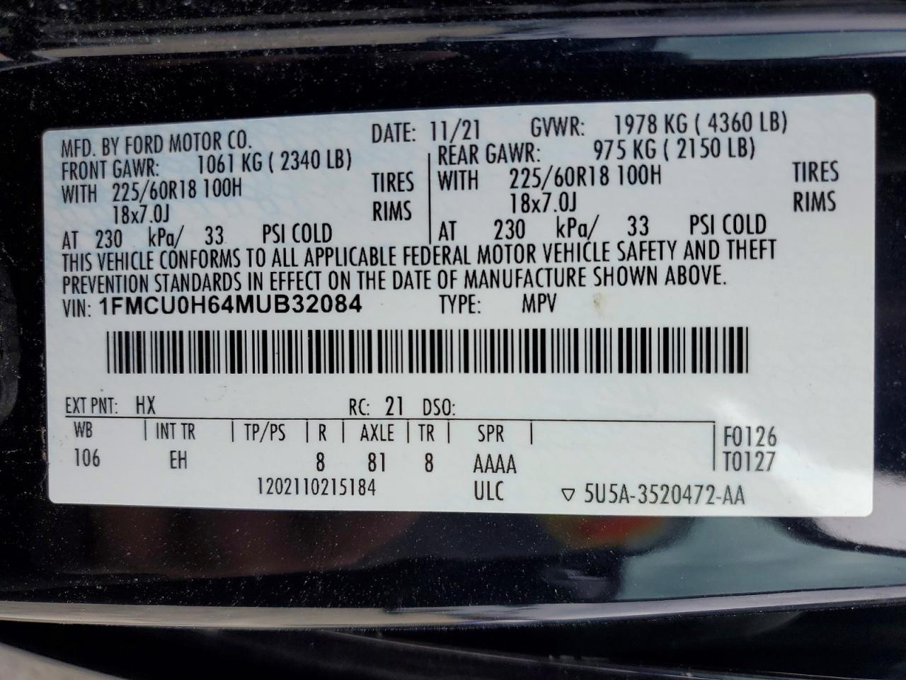 2021 FORD ESCAPE