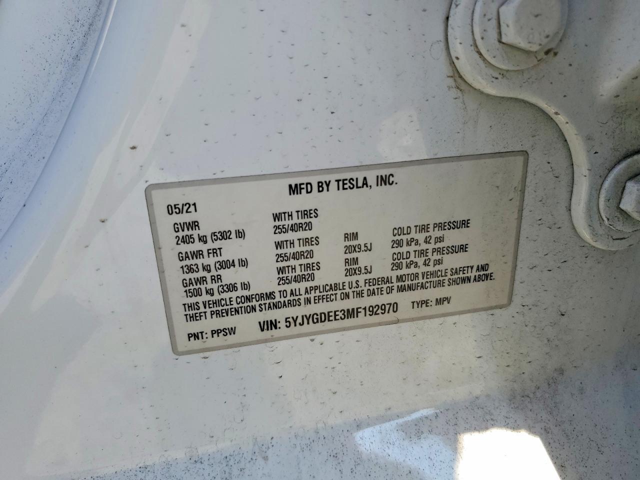 2021 TESLA MODEL Y