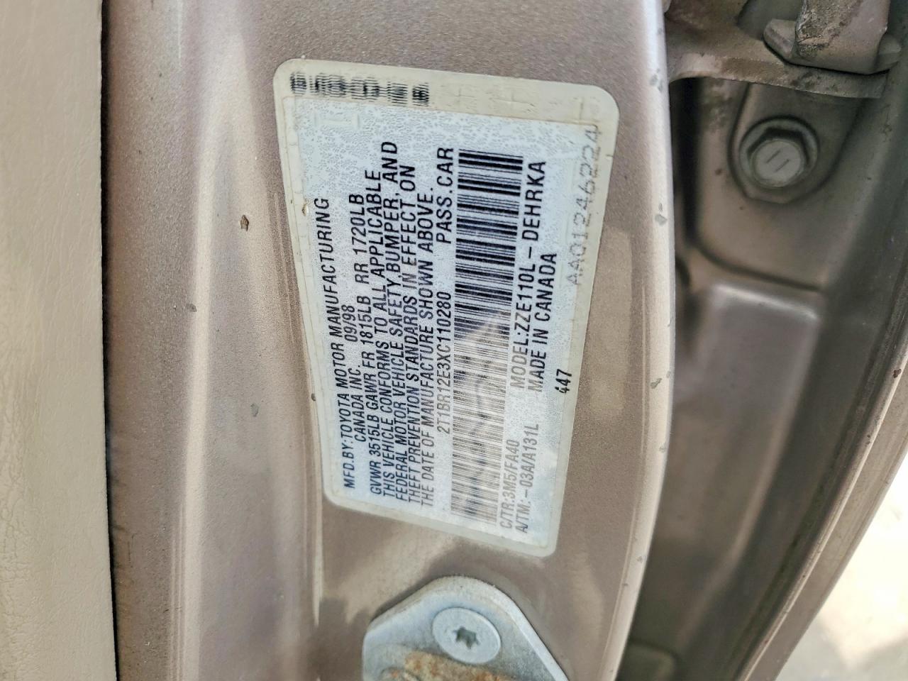 1999 TOYOTA COROLLA