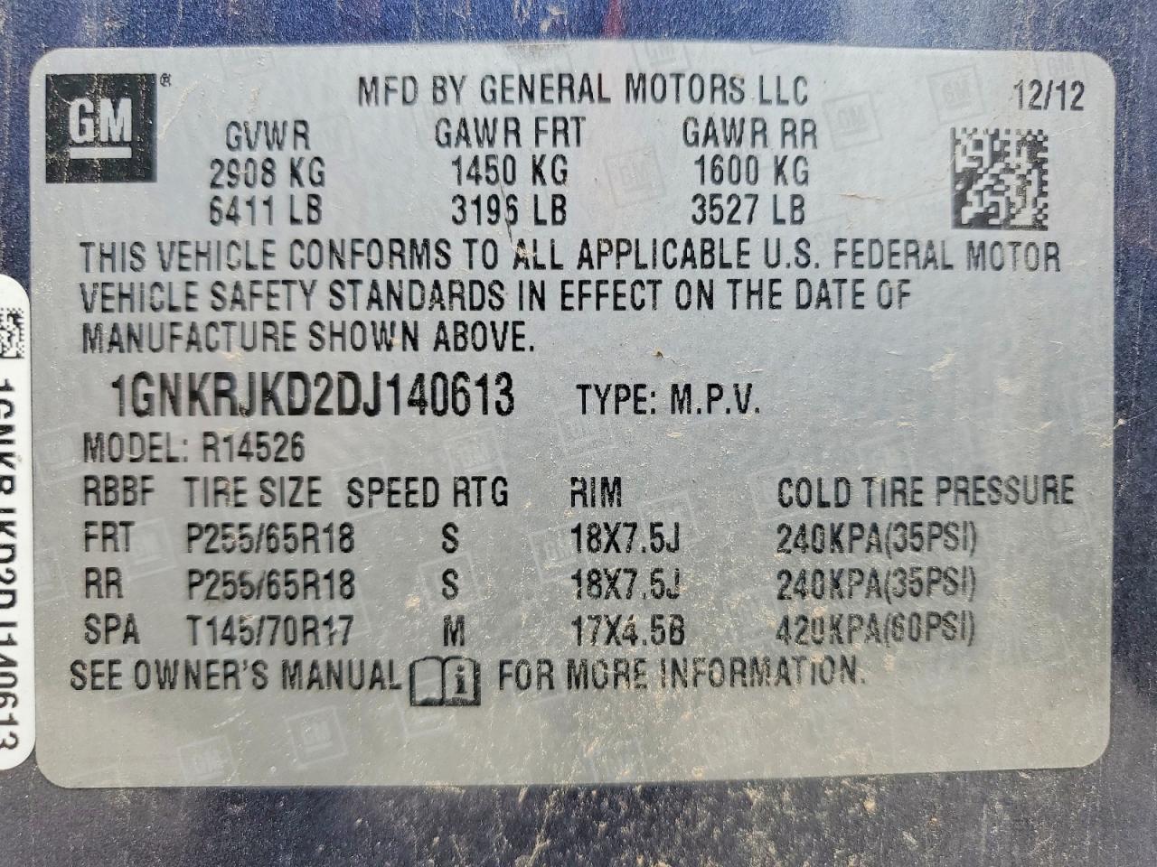 2013 CHEVROLET TRAVERSE