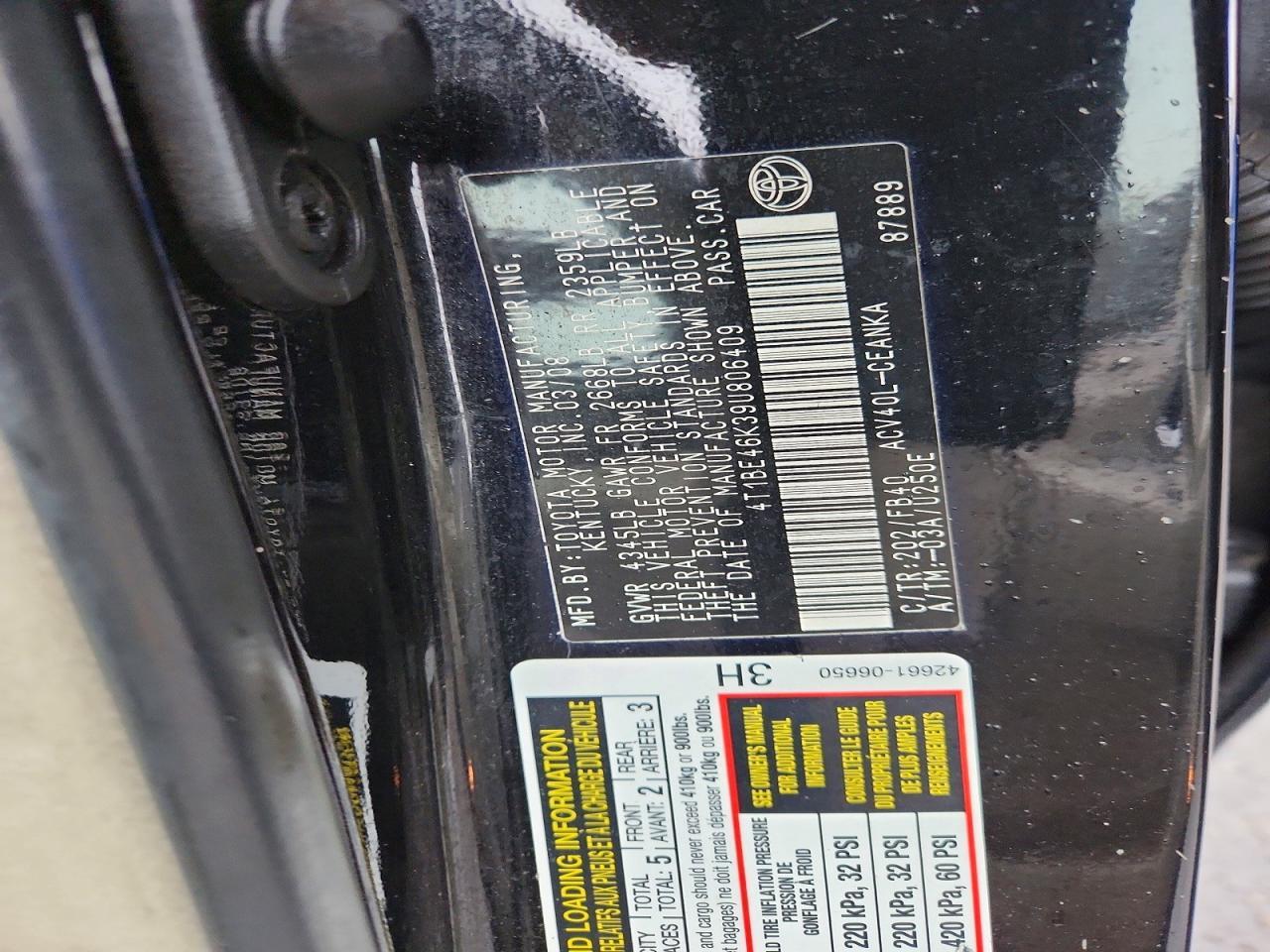2009 TOYOTA CAMRY