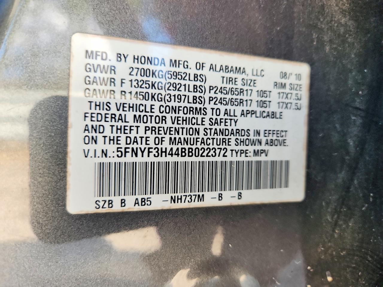 2011 HONDA PILOT