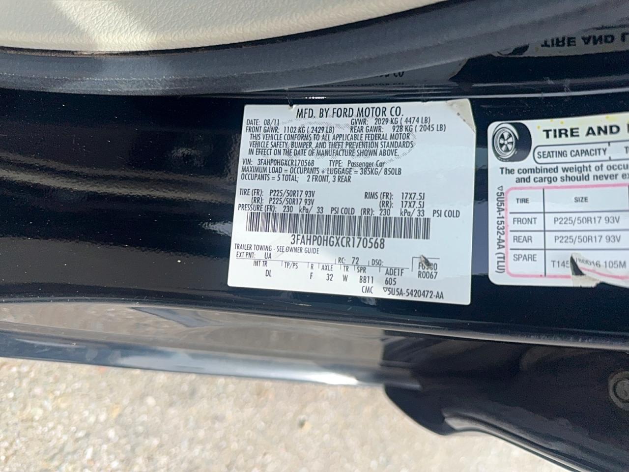 2012 FORD FUSION