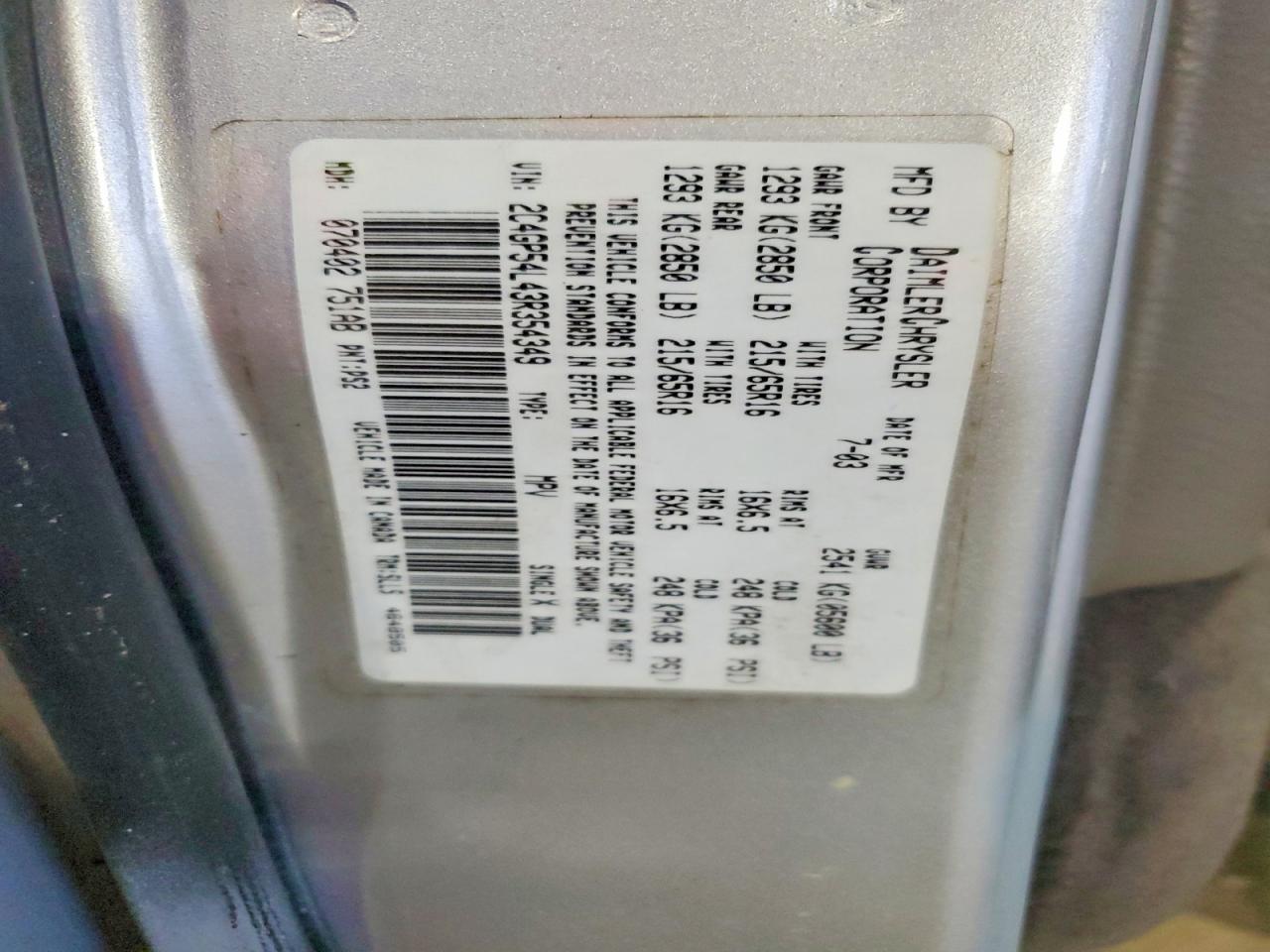 2003 CHRYSLER Town & Country
