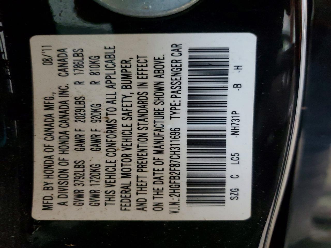 2012 HONDA CIVIC