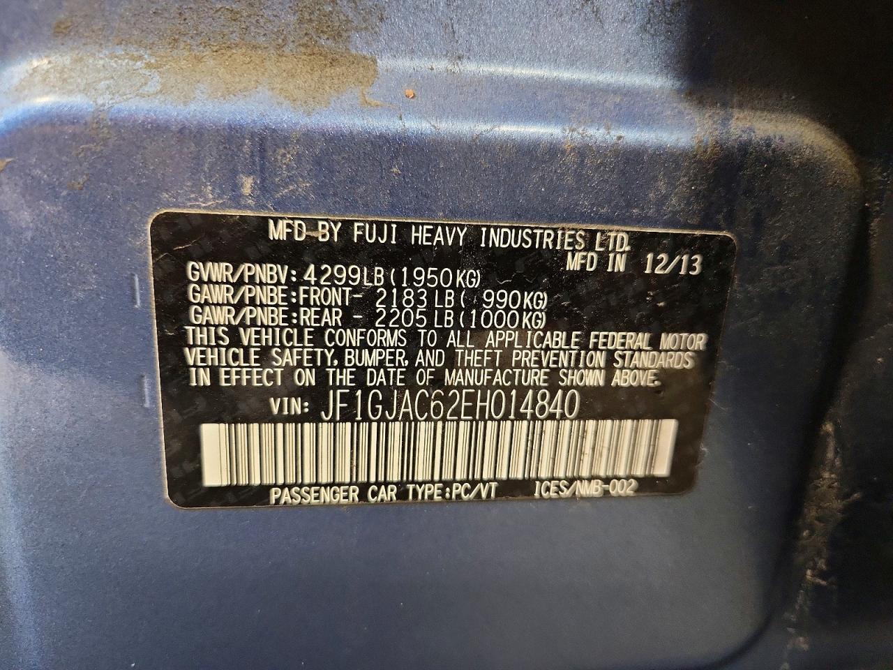 2014 SUBARU IMPREZA