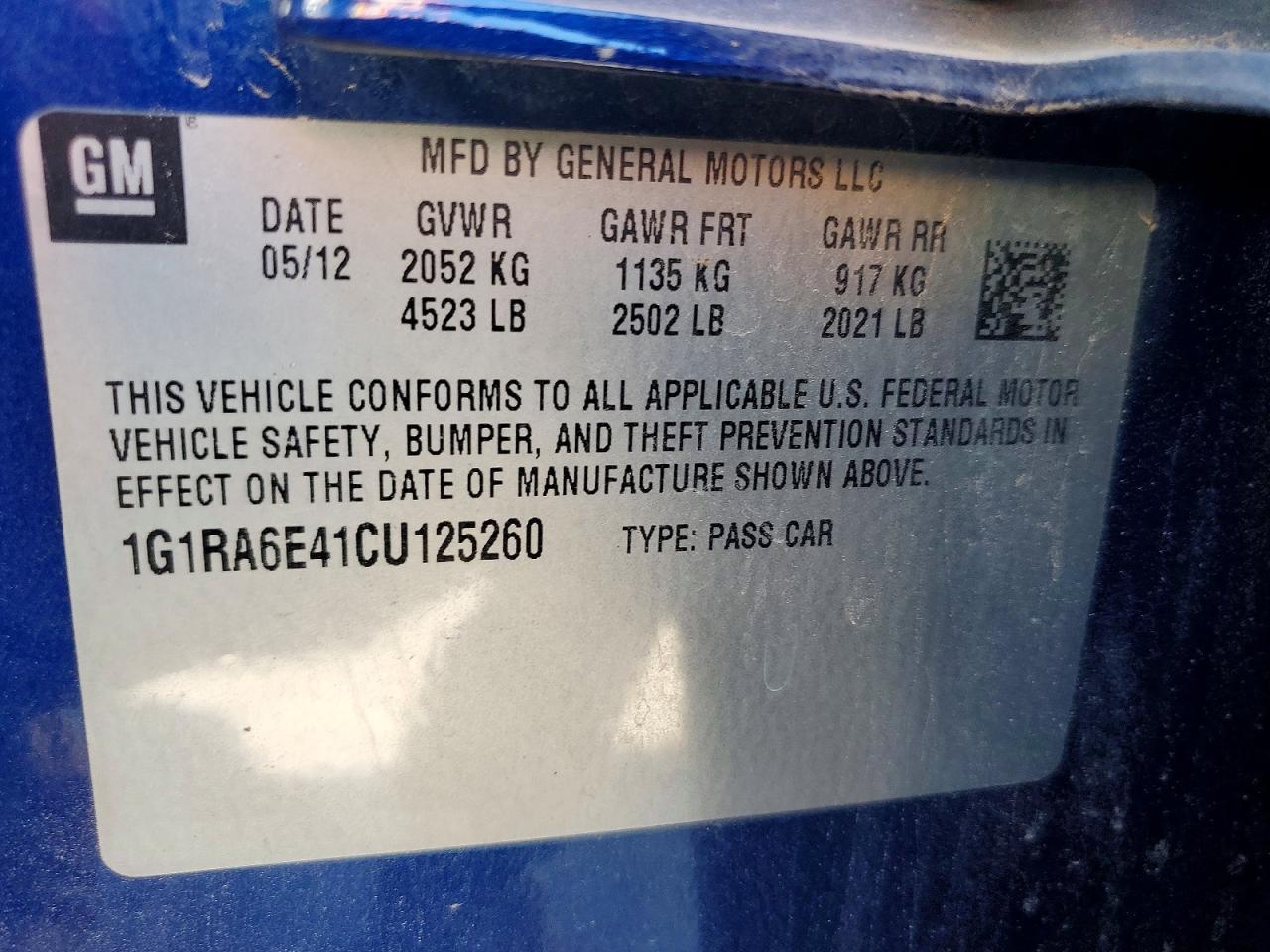 2012 CHEVROLET VOLT