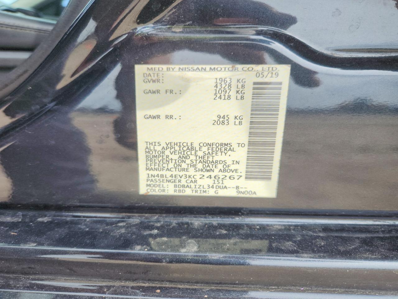 2019 NISSAN ALTIMA