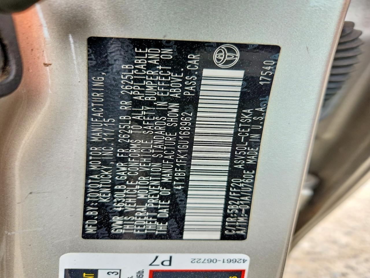 2016 TOYOTA CAMRY