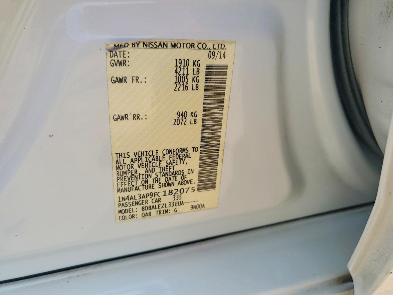 2015 NISSAN ALTIMA