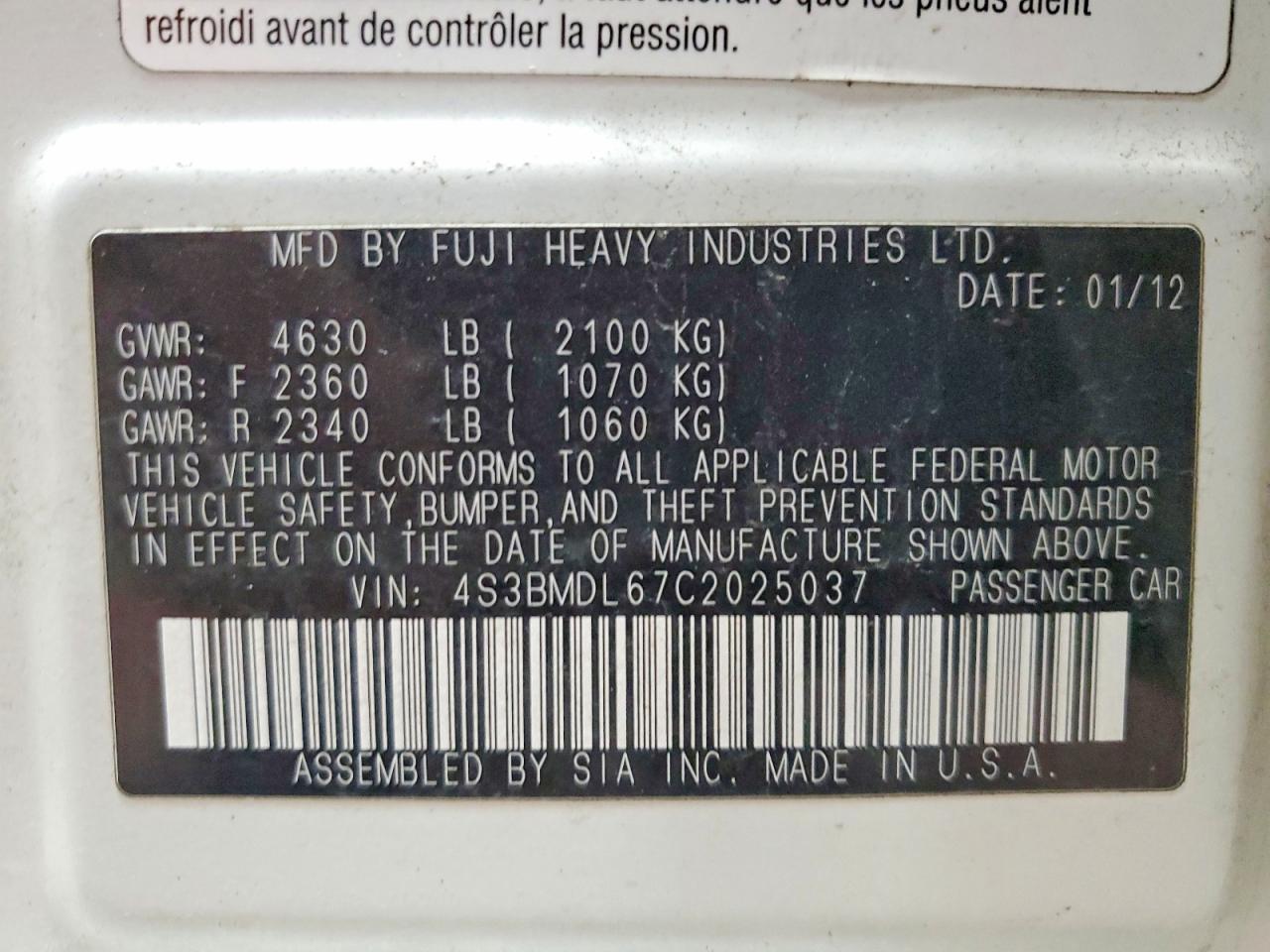 2012 SUBARU Legacy