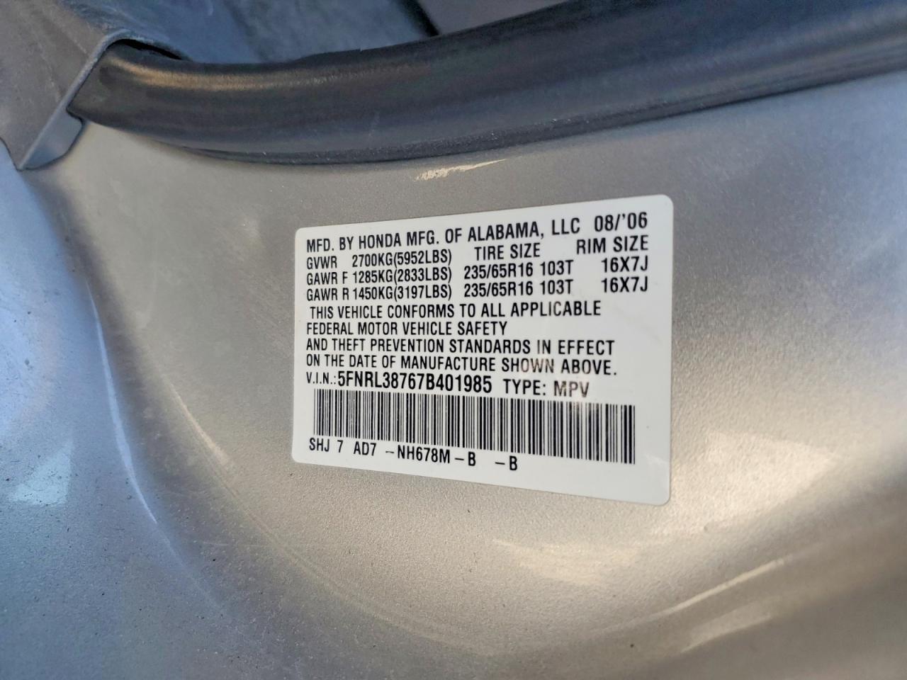 2007 HONDA ODYSSEY