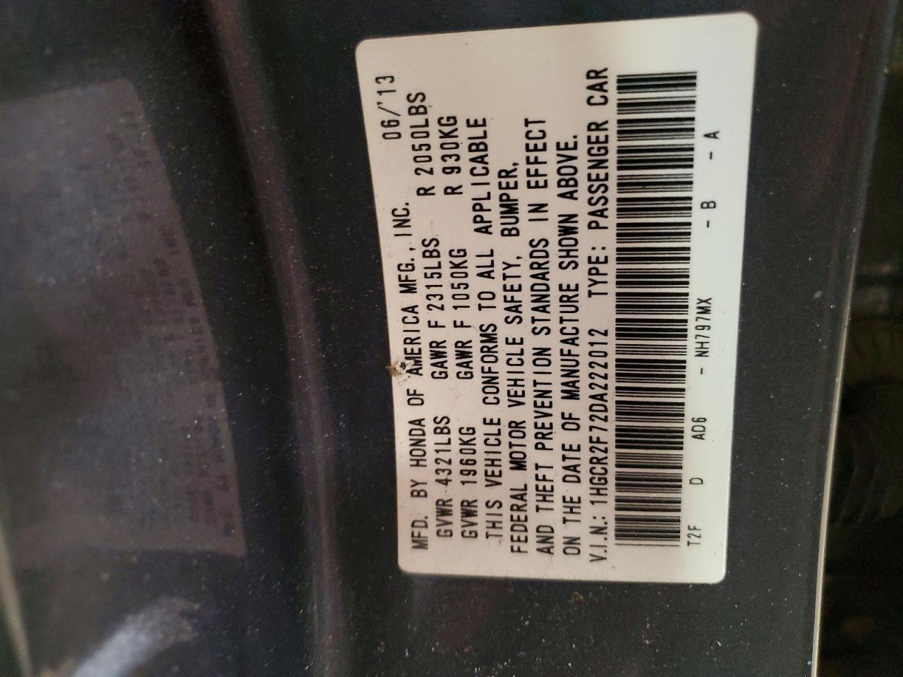 2013 HONDA ACCORD