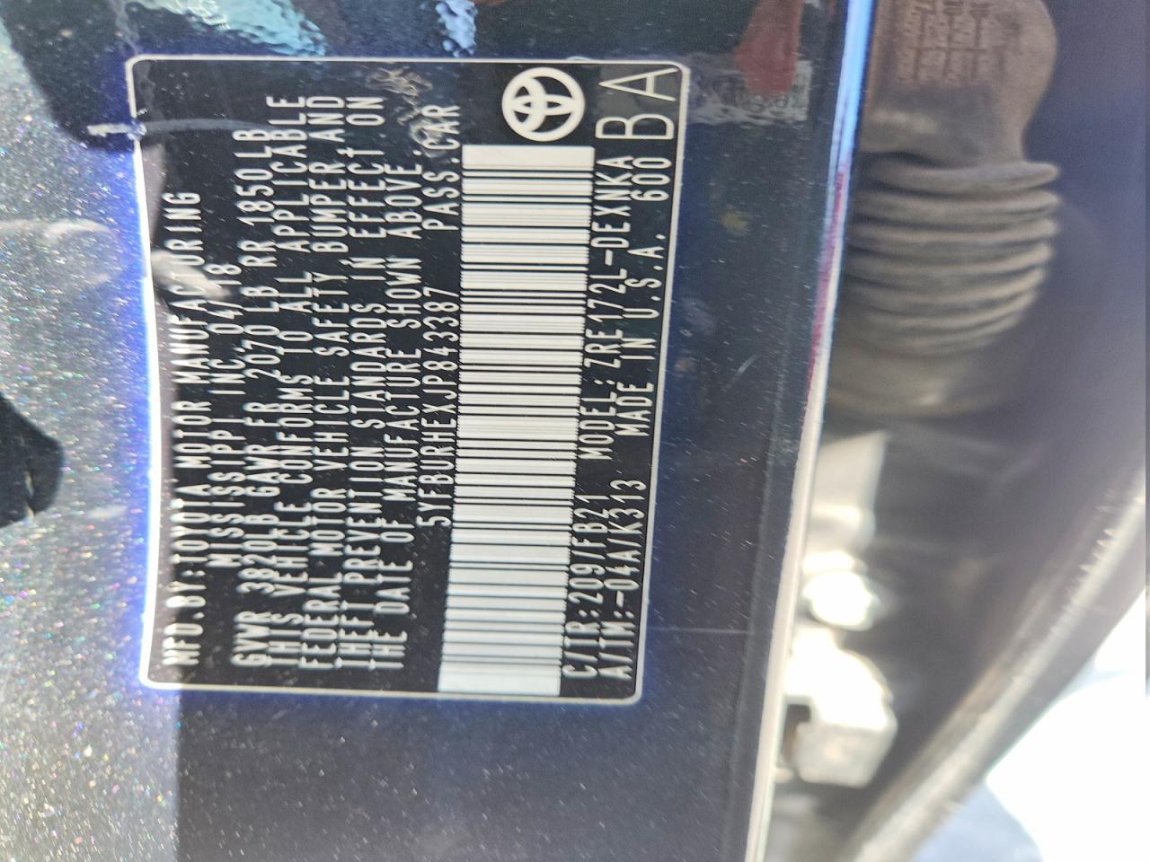 2018 TOYOTA COROLLA