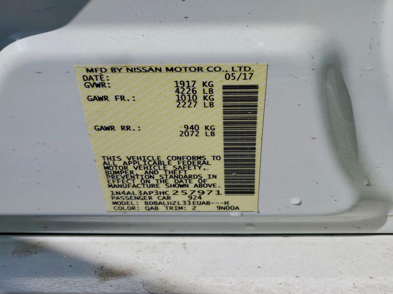 2017 NISSAN ALTIMA