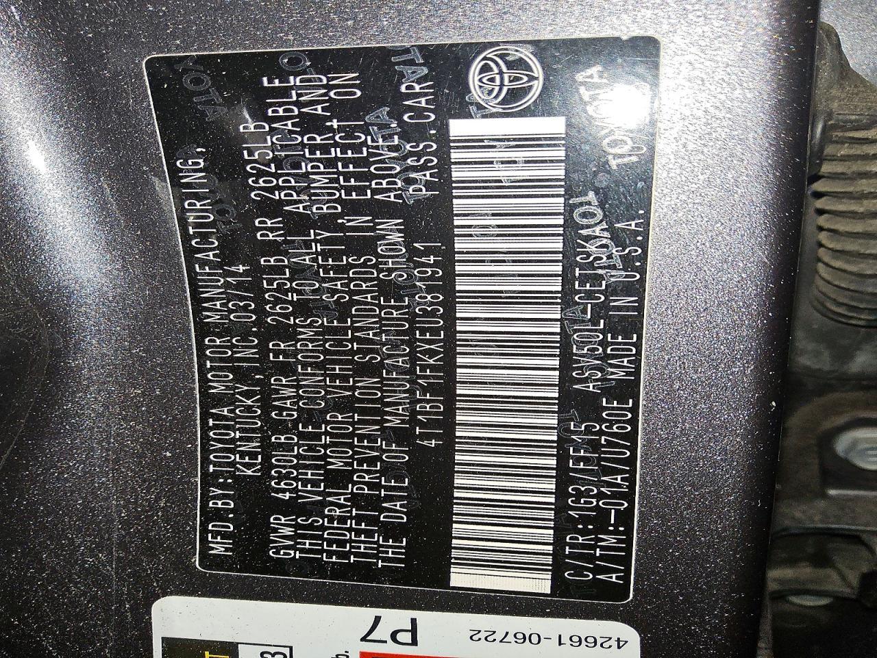 2014 TOYOTA CAMRY
