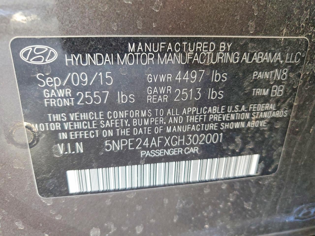 2016 HYUNDAI SONATA