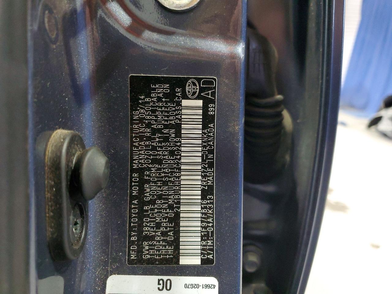 2015 TOYOTA COROLLA
