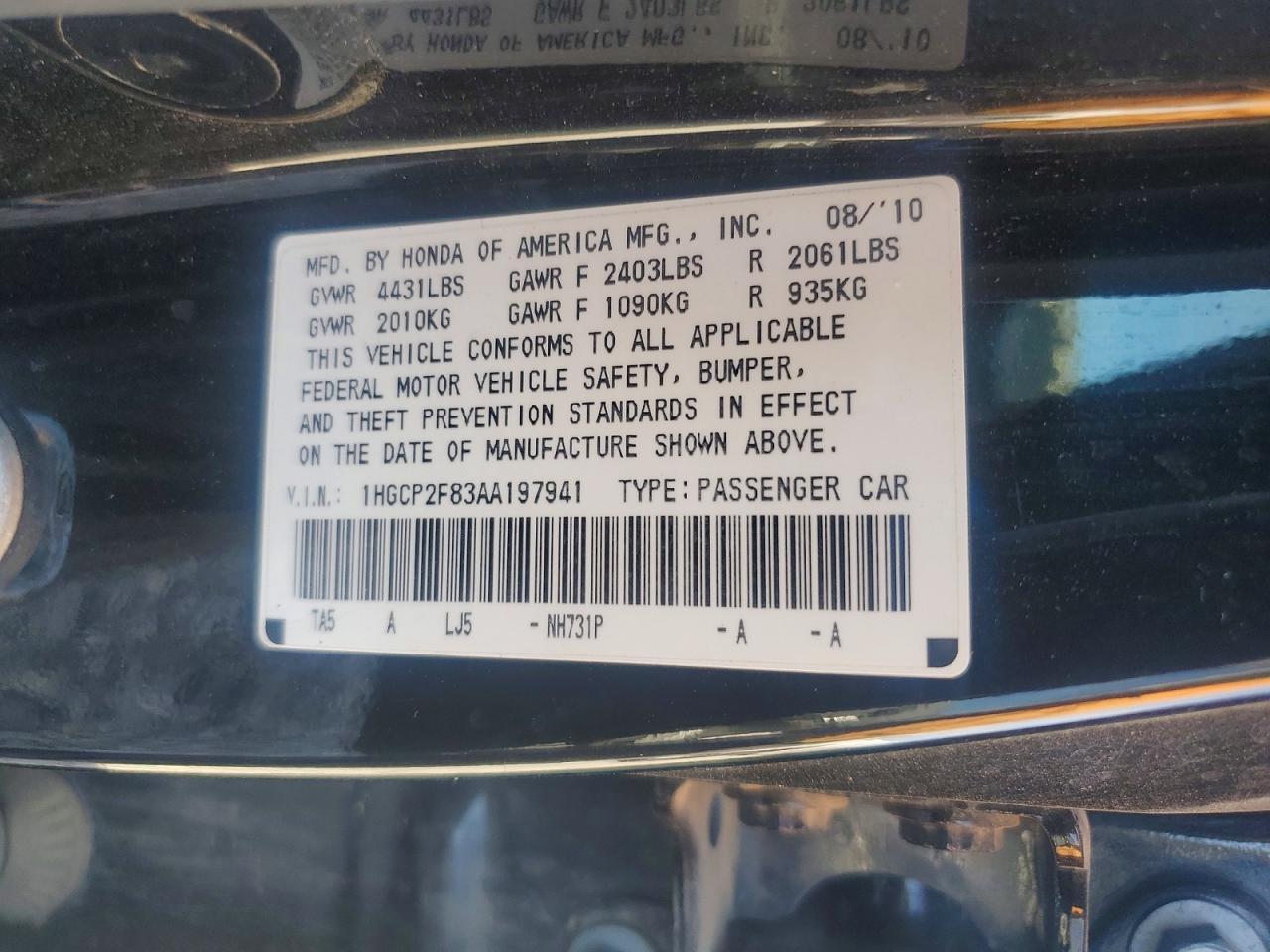 2010 HONDA ACCORD