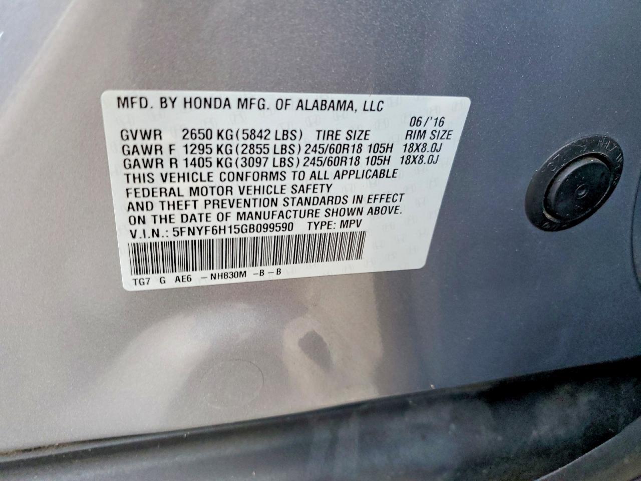 2016 HONDA PILOT