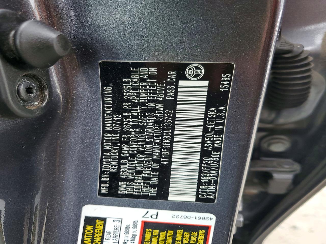 2012 TOYOTA CAMRY