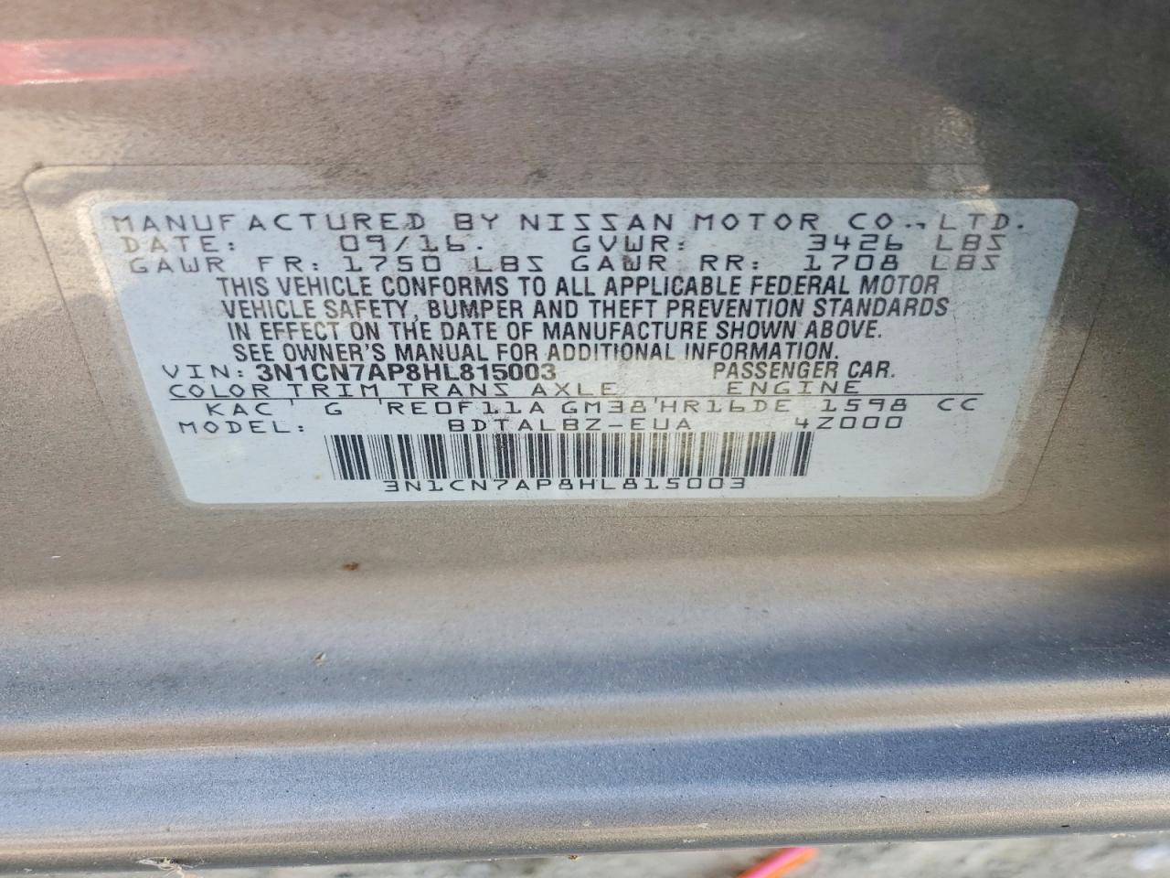2017 NISSAN VERSA