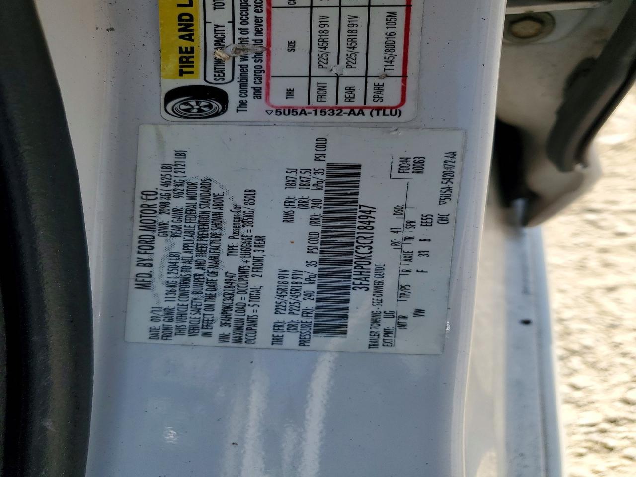 2012 FORD FUSION