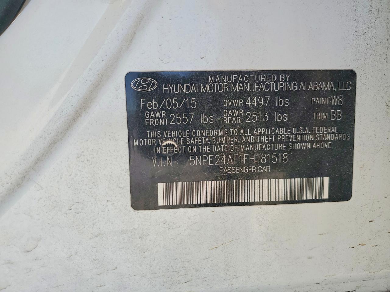 2015 HYUNDAI SONATA