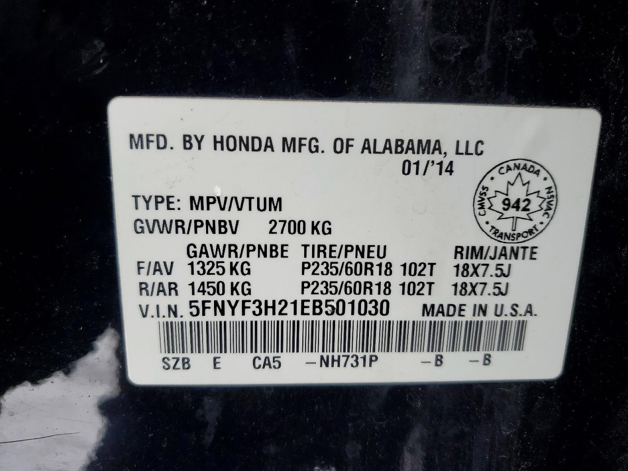 2014 HONDA PILOT