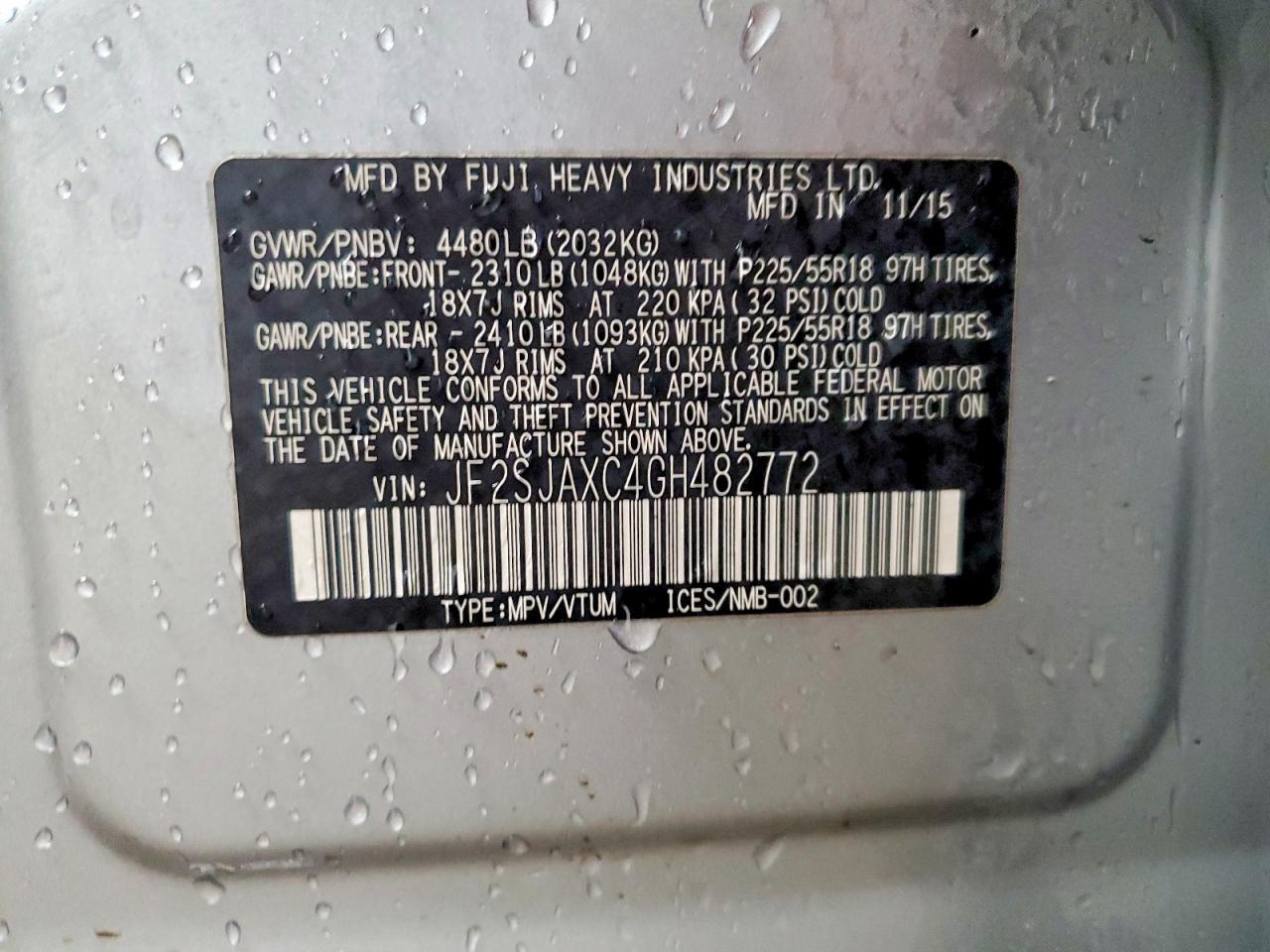 2016 SUBARU FORESTER