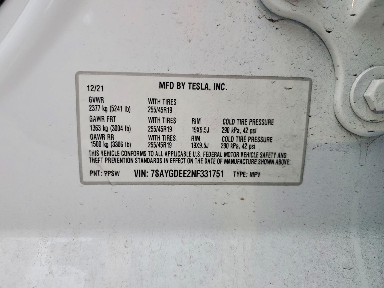 2022 TESLA MODEL Y
