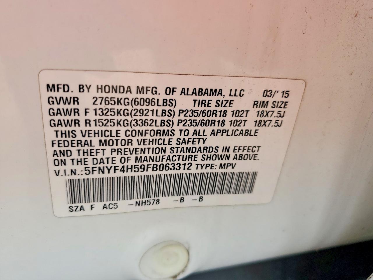 2015 HONDA PILOT
