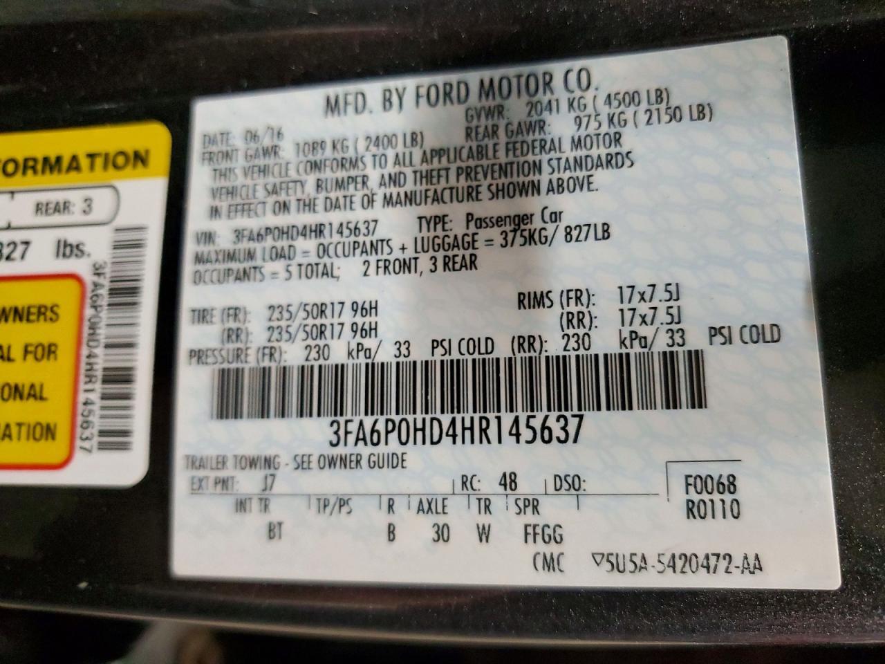 2017 FORD FUSION