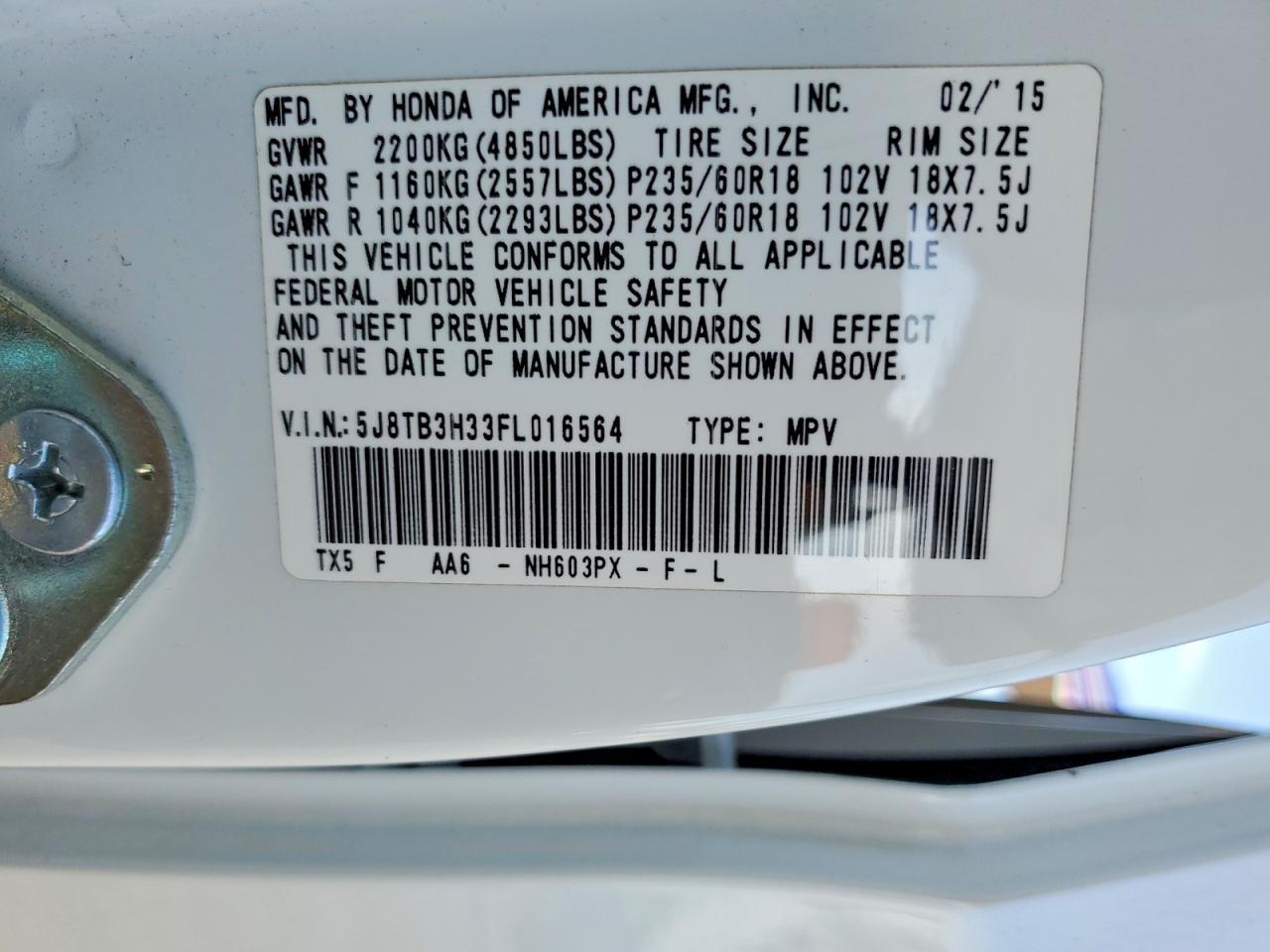2015 ACURA RDX