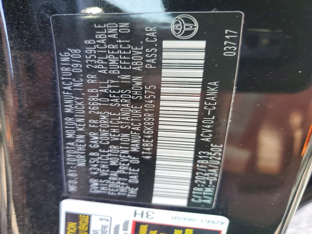 2009 TOYOTA CAMRY