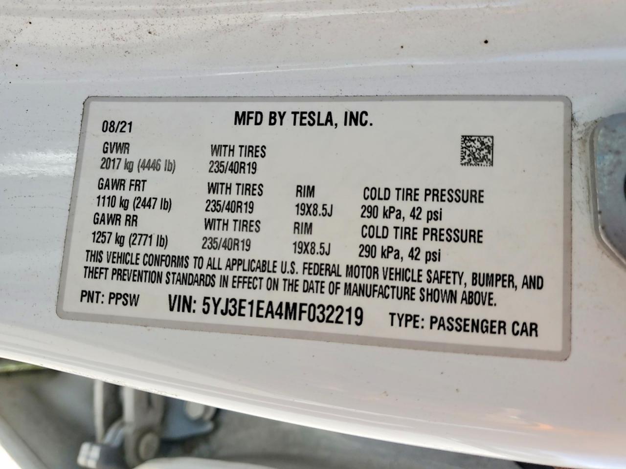2021 TESLA MODEL 3