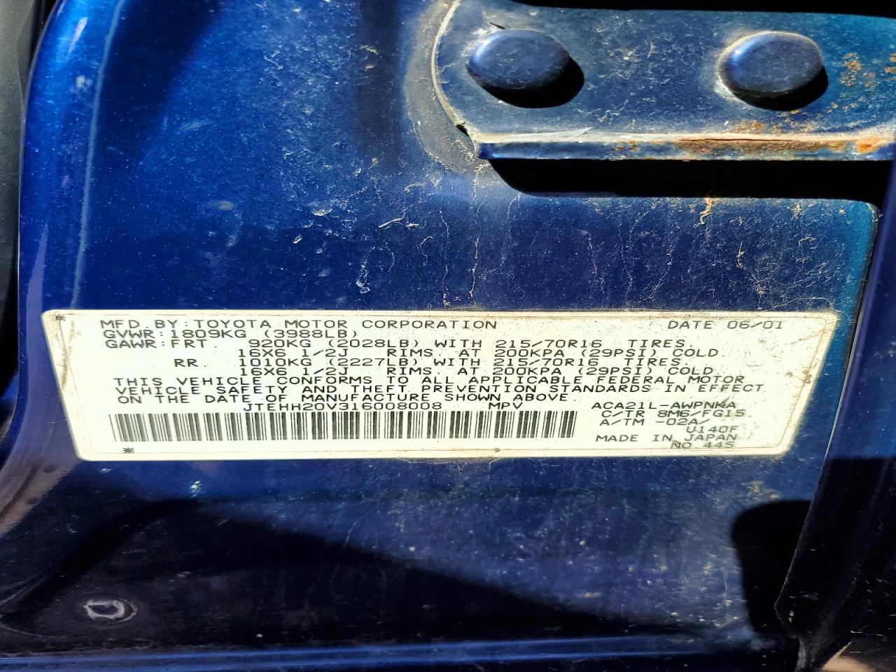 2001 TOYOTA RAV4