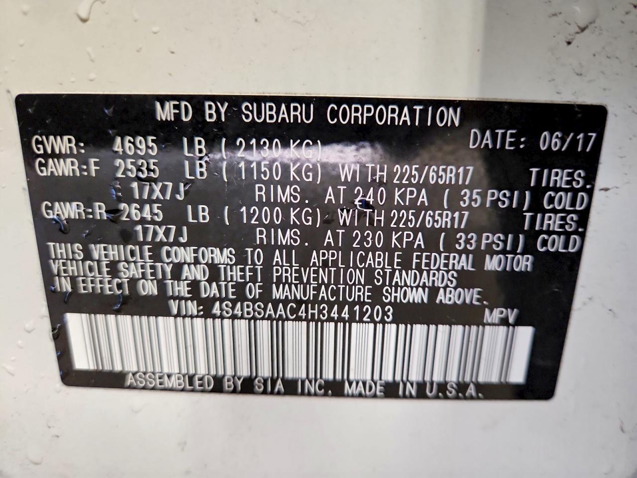 2017 SUBARU Outback