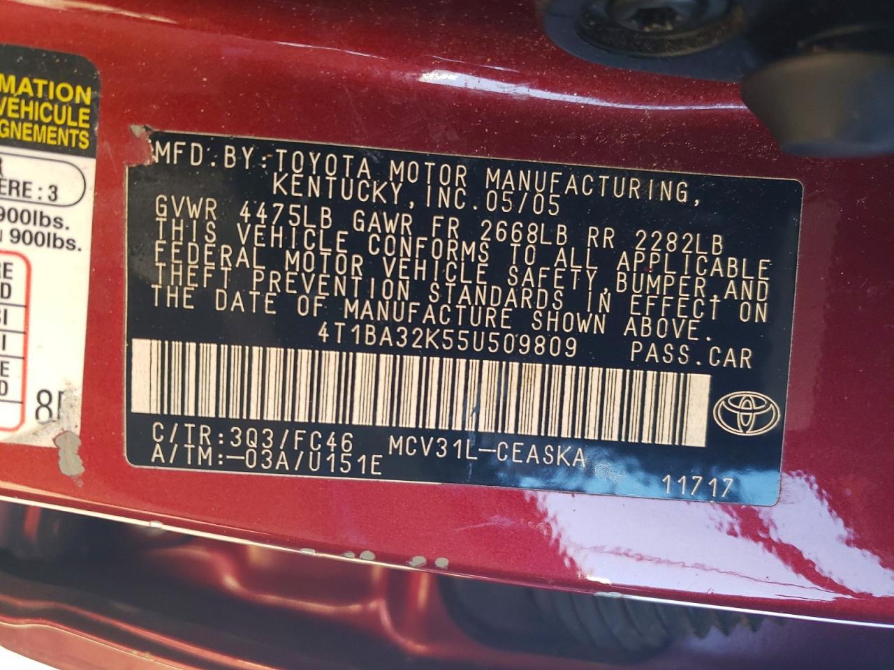 2005 TOYOTA CAMRY