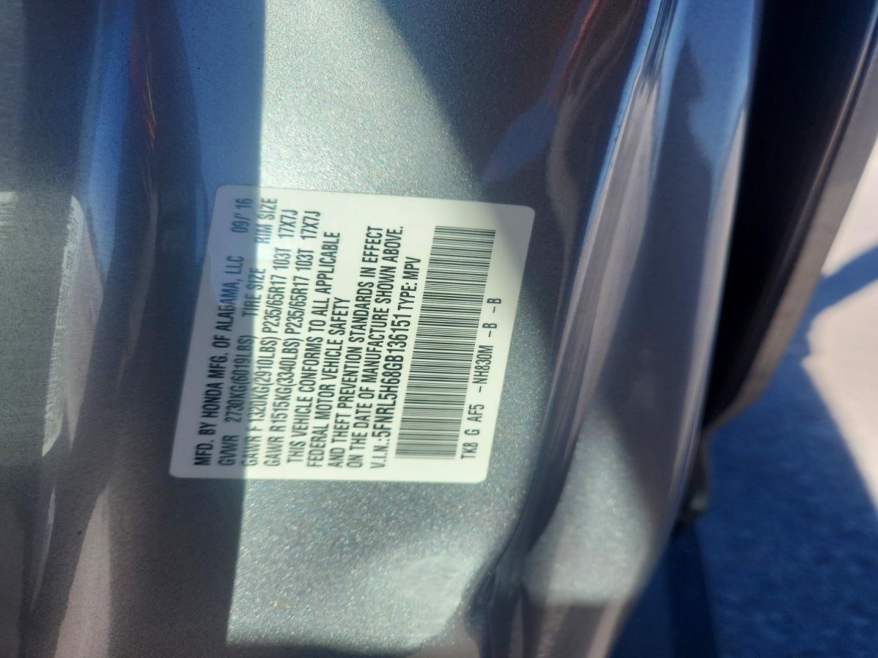 2016 HONDA ODYSSEY